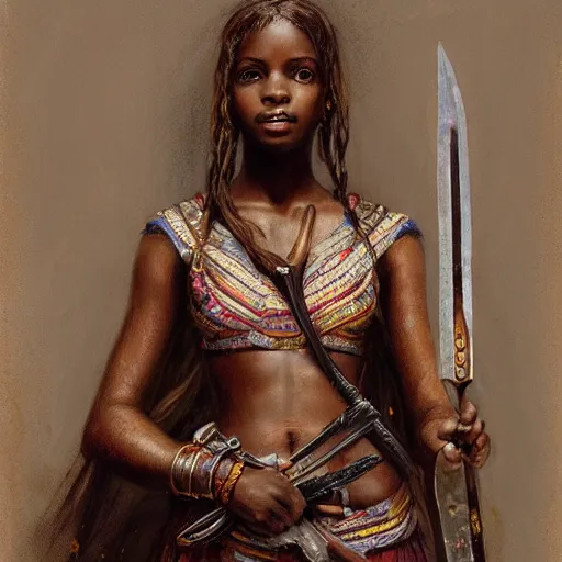 Image similar to artstation concept of a beautiful girl holding a sword in both hands, brown skin, symmetrical face, casual white garment, shiny colorful, hyperdetailed, artstation trending, world renowned artists, worth1000.com, historic artworks society, antique renewel, cgsociety, by greg rutkowski, by Gustave Dore, Deviantart