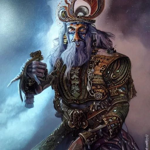 Image similar to an Artstation 3d render of Very very very very highly detailed beautiful mystic portrait of a phantom warrior with galaxy, tattoos by Anton Pieck, intricate, extremely detailed, digital painting, artstation, sharp focus, intimidating lighting, incredible art,