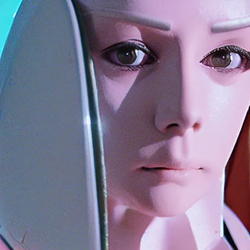 Image similar to portrait of female android, from a stanley kubrick movie