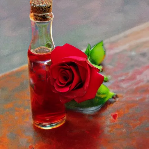 Image similar to the red roses in the bottle on the table