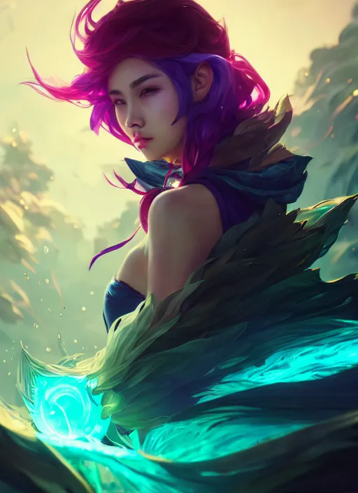 Prompt: v, league of legends splash art, path traced, octane render, highly detailed, high quality, enigmatic lighting, digital painting, hd, alena aenami, lilia alvarado, shinji aramaki, karol bak, alphonse mucha, tom bagshaw, colin searle, artstation, hyperrealism, ray tracing, unreal engine 5