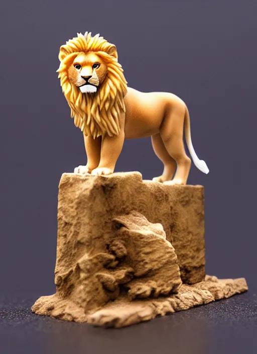 Image similar to 80mm resin detailed miniature of fluffy lion, Product Introduction Photos, 4K, Full body, simple background