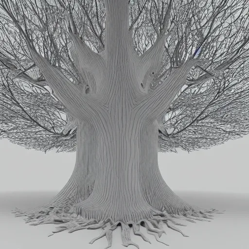 Prompt: a surrealist 3D render of a tree
