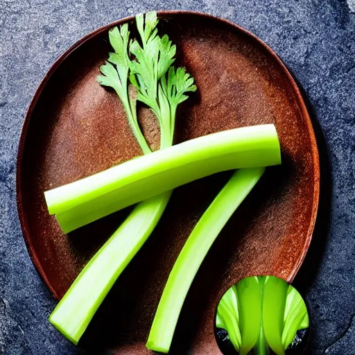 Prompt: celery in the shape of selena gomez