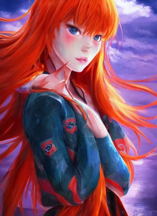 Prompt: a studio photo portrait of beautiful Asuka Langley as a real slavic person, by Ross Tran and WLOP, trending on Instagram, 8k, 4k
