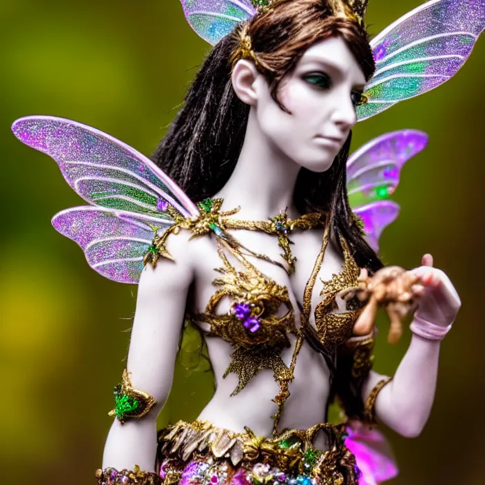 Prompt: photograph of a real - life beautiful fairy with bejewelled armour. extremely detailed. 8 k