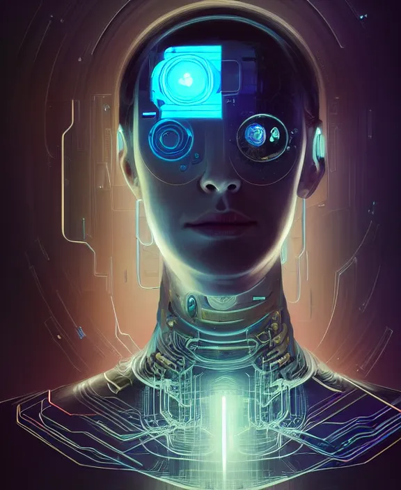 Image similar to a whirlwind inside the metaverse, guy, man, science, machine face, futuristic, hologram, half body, neurochip, android, cyborg, cyberpunk face, by loish, d & d, fantasy, intricate, elegant, highly detailed, colorful, digital painting, artstation, concept art, art by artgerm and greg rutkowski and alphonse mucha