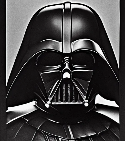 Image similar to black-and-white portrait of Darth Vader by H. R. Giger; extraordinary-masterpiece; realistic-lighting