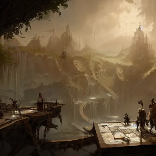 Prompt: wonderful board of a table game, highly detailed, illustration, fantasy art, in the style of greg rutkowski, epic, fantasy, intricate, hyper detailed, artstation, concept art, smooth, sharp focus, ray tracing