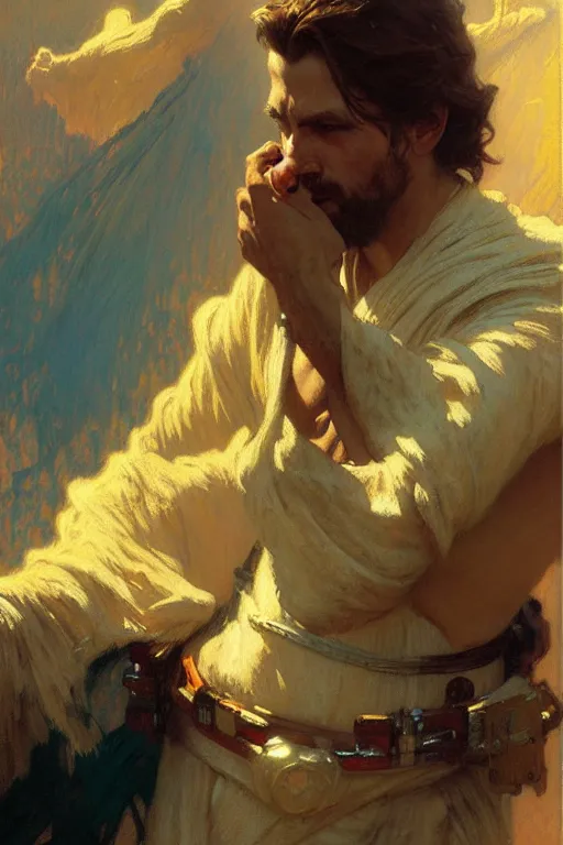 Image similar to attractive man, star wars, painting by gaston bussiere, craig mullins, greg rutkowski, alphonse mucha