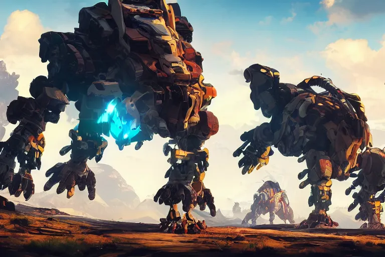 Image similar to shell - walker machine mecha animal beast robot of horizon forbidden west horizon zero dawn bioluminiscence global illumination ray tracing hdr fanart arstation by sung choi and eric pfeiffer and gabriel garza and casper konefal