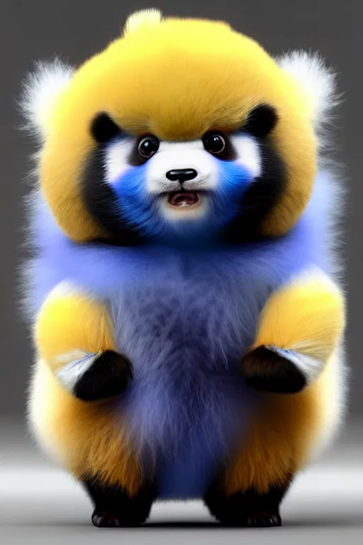 Image similar to high quality 3 d render hyperrealist very cute multicolor stripped fluffy! phoenix panda hybrid with wings!! highly detailed, vray smooth, in the style of detective pikachu, hannah yata charlie immer, dramatic blue light, low angle, uhd 8 k, sharp focus