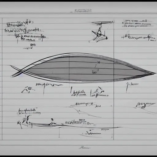 Image similar to blueprint sketch of a beautiful surfboard painted by leonardo da vinci, technical sketch, high detail, charocal drawing, firewire gofish, pukas surfboards, channel island surfboards