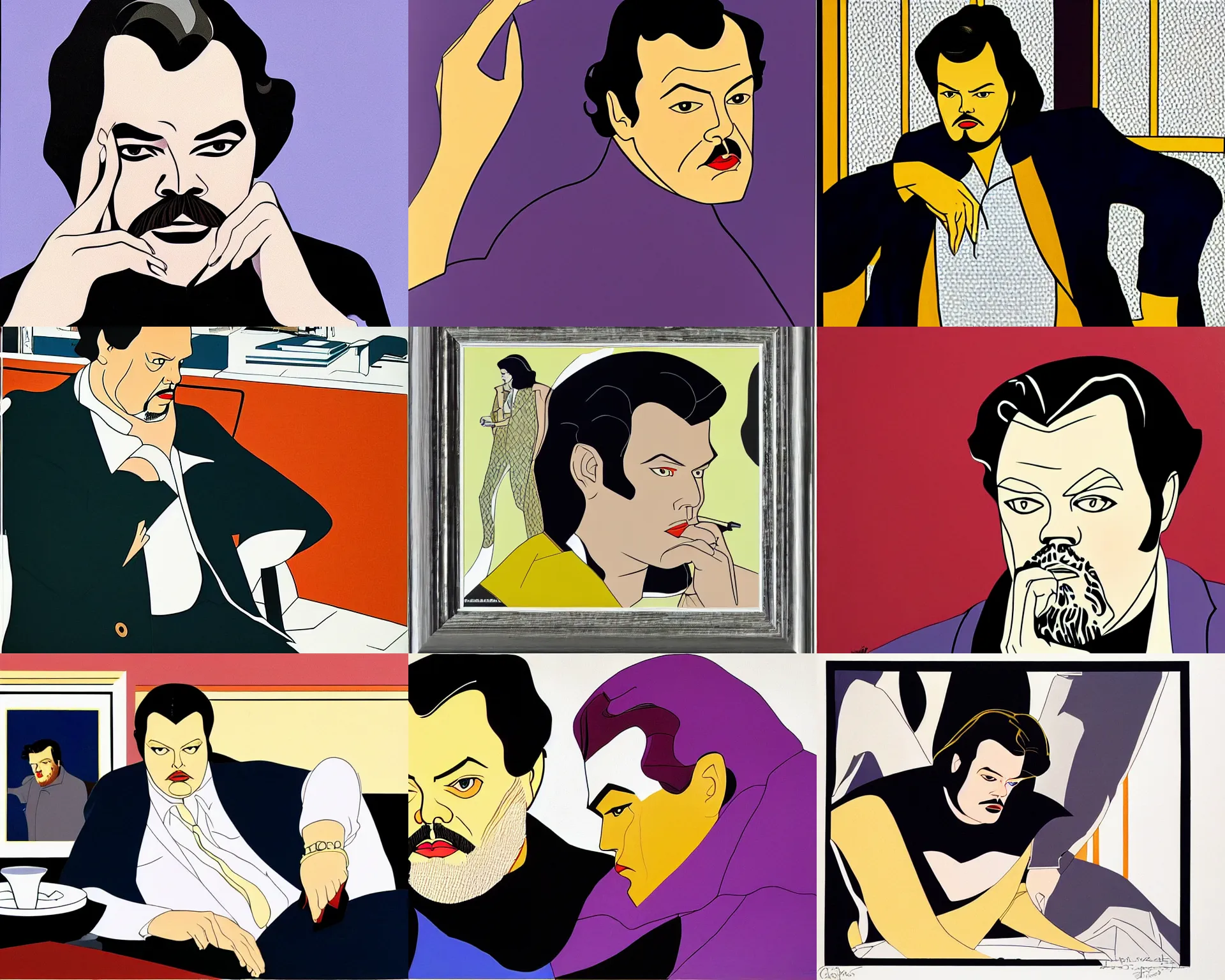 Prompt: orson welles painting by patrick nagel