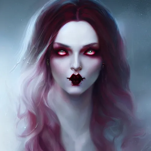 Image similar to portrait of a devil vampire inspired by Charlie bowater,Anna Dittmann