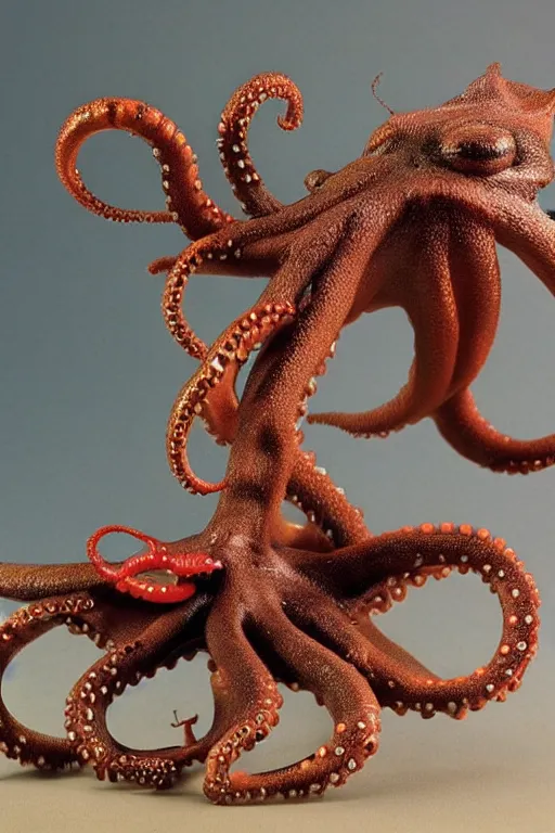 Image similar to caterpiller octopus kaiju action figure, vintage, 1980s