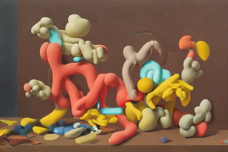 Prompt: 3 d letter workshop by kaws, james jean and salvador dali and shusei nagaoka, oil on canvas, surrealism, neoclassicism, renaissance, hyper realistic, cell shaded, 8 k