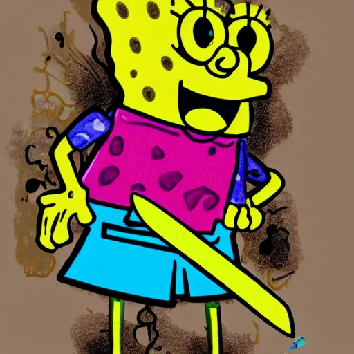 crayola sketch of spongebob squarepants cartoon | Stable Diffusion ...