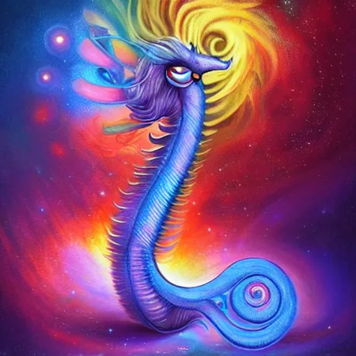 Prompt: autistic bisexual graphic designer fursona, long haired attractive androgynous cat seahorse humanoid, coherent detailed painterly character design turnaround, weirdcore voidpunk digital art by delphin enjolras, wlop, louis wain, lisa frank, furaffinity, cgsociety, trending on deviantart