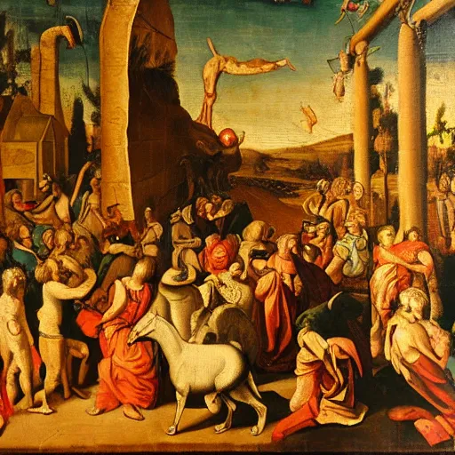 Image similar to old testament golden calf, early modern era painting