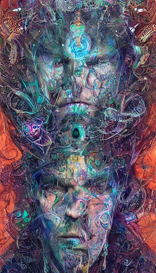 Image similar to portrait of a digital shaman, by android jones,