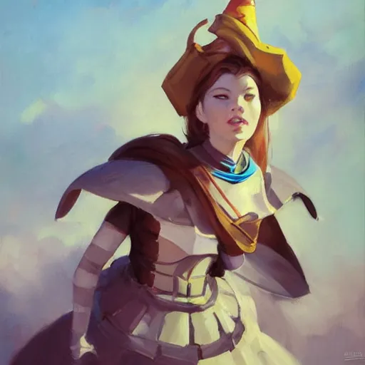 Image similar to greg manchess portrait painting of partially armored alice from alice in wonderland as overwatch character, medium shot, asymmetrical, profile picture, organic painting, sunny day, matte painting, bold shapes, hard edges, street art, trending on artstation, by huang guangjian, gil elvgren, ruan jia, randy vargas, greg rutkowski