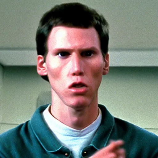 Prompt: Live Action Still of Jerma in Napoleon Dynamite, real life, hyperrealistic, ultra realistic, realistic, highly detailed, epic, HD quality, 8k resolution, body and headshot, film still