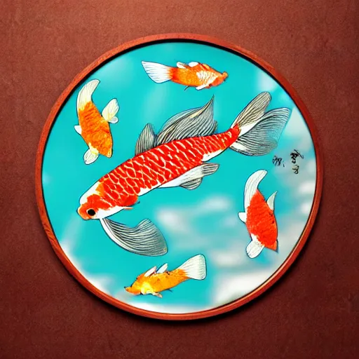 Prompt: koi fish in the style of Starry Knight