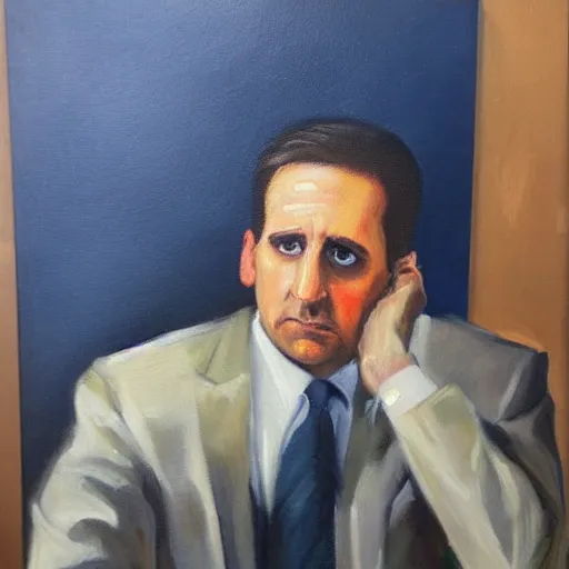 Prompt: Holy Michael Scott, oil painting