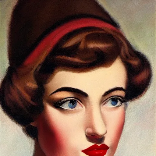 Prompt: A beautiful stunning portrait of a woman with thick red lips, she winks at the camera by Armstrong, Rolf Seed=1064516654