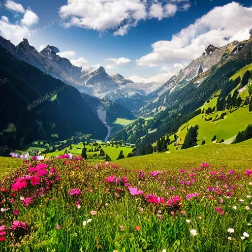 Image similar to alps mountain valley switzerland, wildflower vista