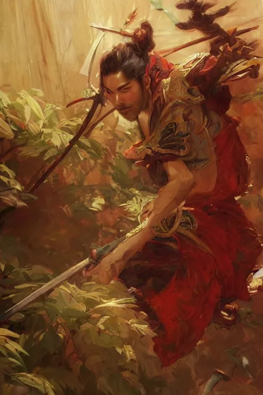 Image similar to attractive man, wuxia, colorful, painting by gaston bussiere, craig mullins, greg rutkowski, j. c. leyendecker