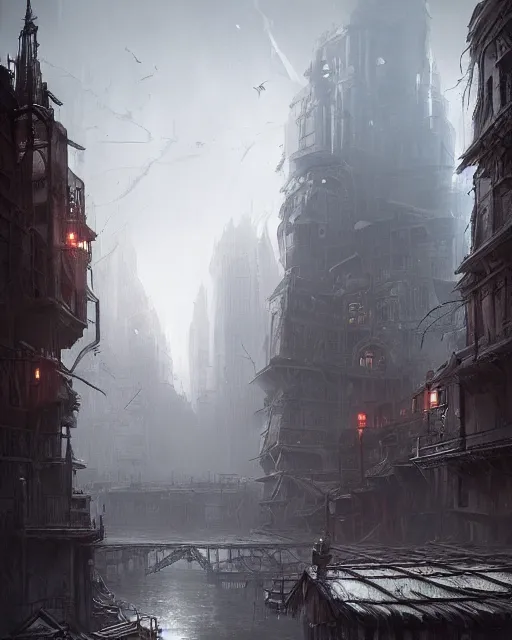 Image similar to the empty city, terrifying, evil, environment art, fantasy art, landscape art, in the style of greg rutkowski, illustration, epic, fantasy, intricate, hyper detailed, artstation, concept art, smooth, sharp focus, ray tracing