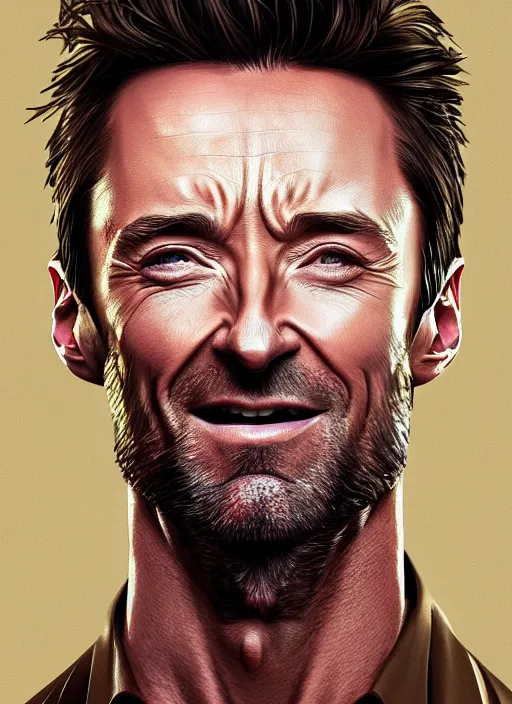 Image similar to Hugh Jackman portrait, digital art, trending on Artstation