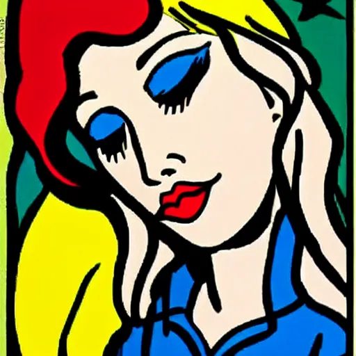 Image similar to romance comic girl crying by roy lichtenstein, pop art,
