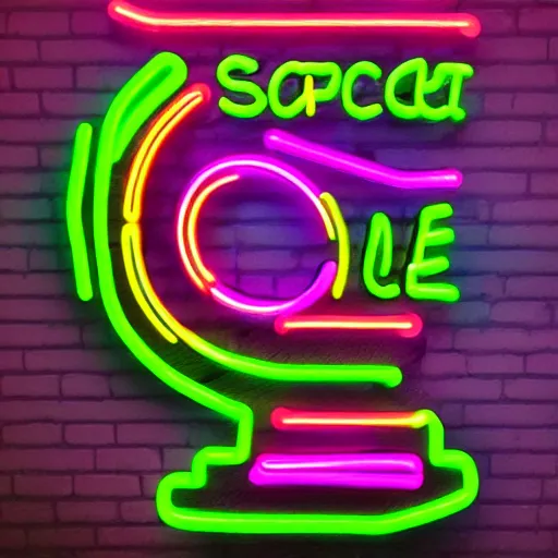 Prompt: neon art text : party space