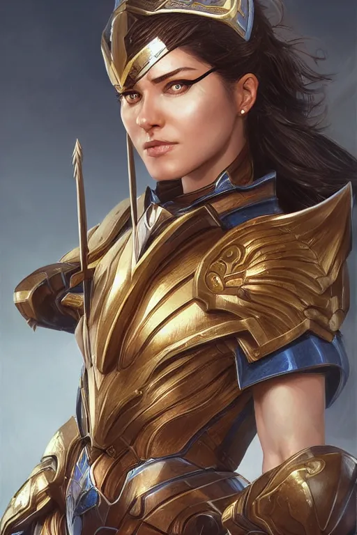 Image similar to amazon valkyrie athena, d & d, fantasy, portrait, highly detailed, headshot, digital painting, trending on artstation, concept art, sharp focus, illustration, art by artgerm and greg rutkowski and magali villeneuve