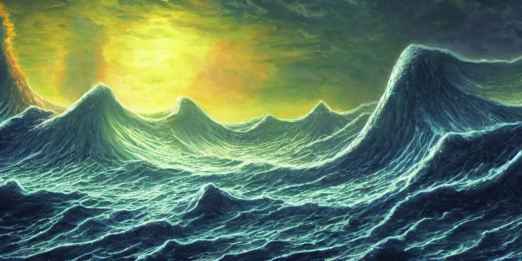 Prompt: desktop background inspired in H P Lovecraft novels, magma waves, highly detailed, realistic, fantastic