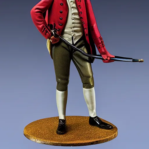 Image similar to tabletop figurine of george washington, painted plastic, studio lighting