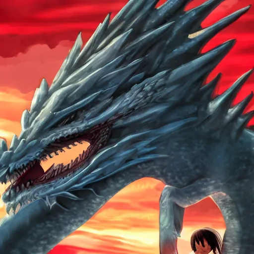 Image similar to a girl riding a dragon, the dragon is red, anime art, smooth, hd