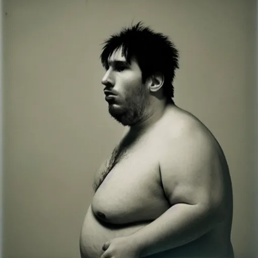 Prompt: a portrait of obese lionel messi by nobuyoshi araki