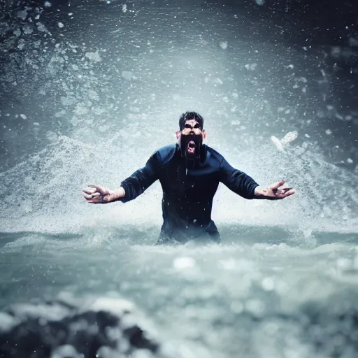 Image similar to angry man throwing his phone into a river, dslr, 8 k, octane beautifully detailed render, sad mood, cinematic lighting, detailed photo, masterpiece, volumetric lighting, ultra realistic, highly detailed, high quality, lossless, photorealistic