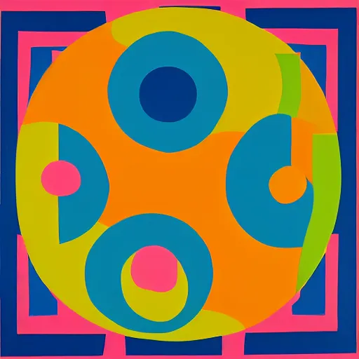 Prompt: rubber duck painting in the style of frank stella, concentric circles, minimalist, very colorful