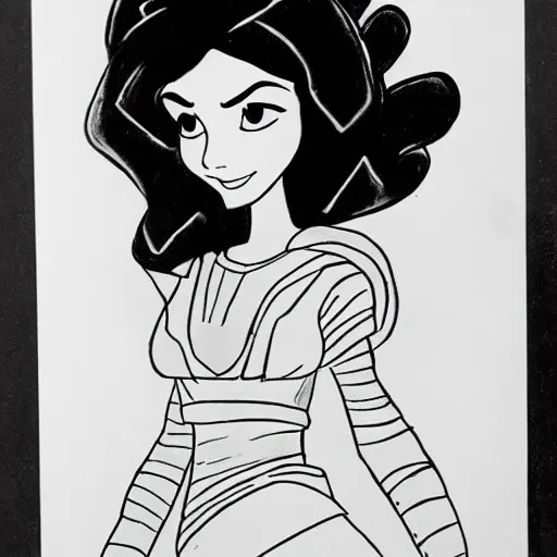 Image similar to milt kahl sketch of victoria justice as princess padme from star wars