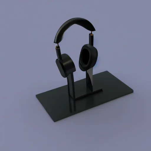 Image similar to headphone stand, futuristic, techno, cyberpunk, product design, 3 d render, 3 d concept, isometric design, fun, swag, cute, geometric