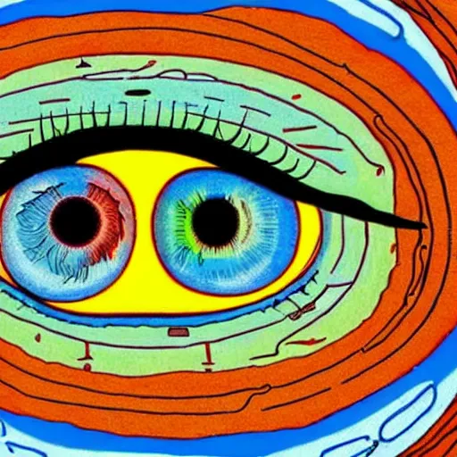 Prompt: three third eyed humanoids eye middle of forehead, wide wide, bodies, vivid colors, thin wires, beautiful lighting