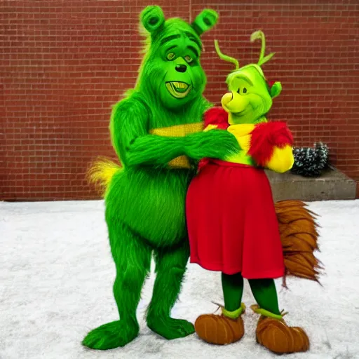 Prompt: winnie the pooh as the grinch, winnie the pooh cast as the grinch, full body shot