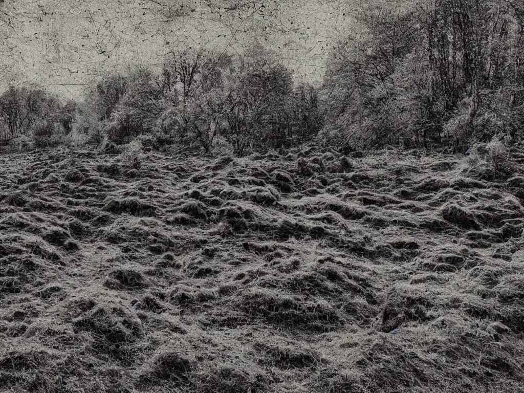 Prompt: anaglyph vintage monochrome stereophotography landscape