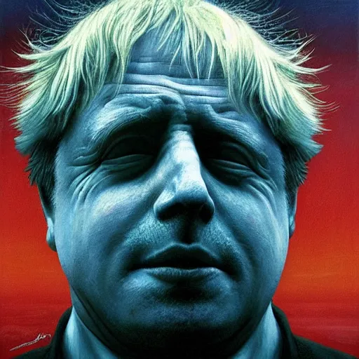 Image similar to boris johnson, boris johnson, boris johnson in the style of beksinski