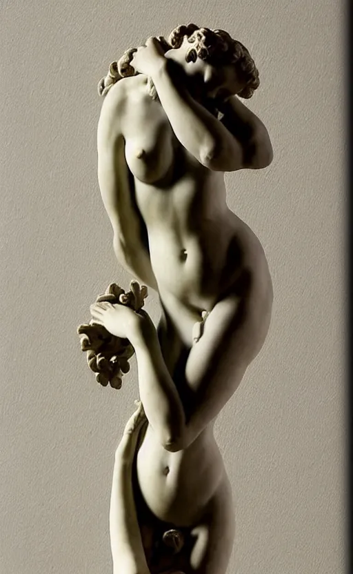 Prompt: “ a elegant female figure sculpture by bernini and french sculpture in 1 9 th century ”
